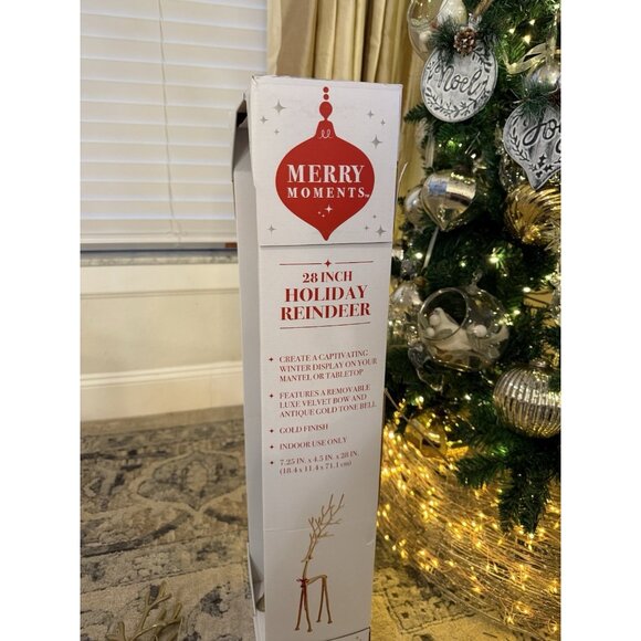 3 New Merry Moments Sculpted Gold Reindeer Classic Farmhouse Holiday Home Decor - Picture 12 of 13